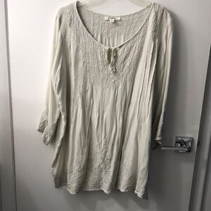 Solitaire Cream Tunic Relaxed Tie Front